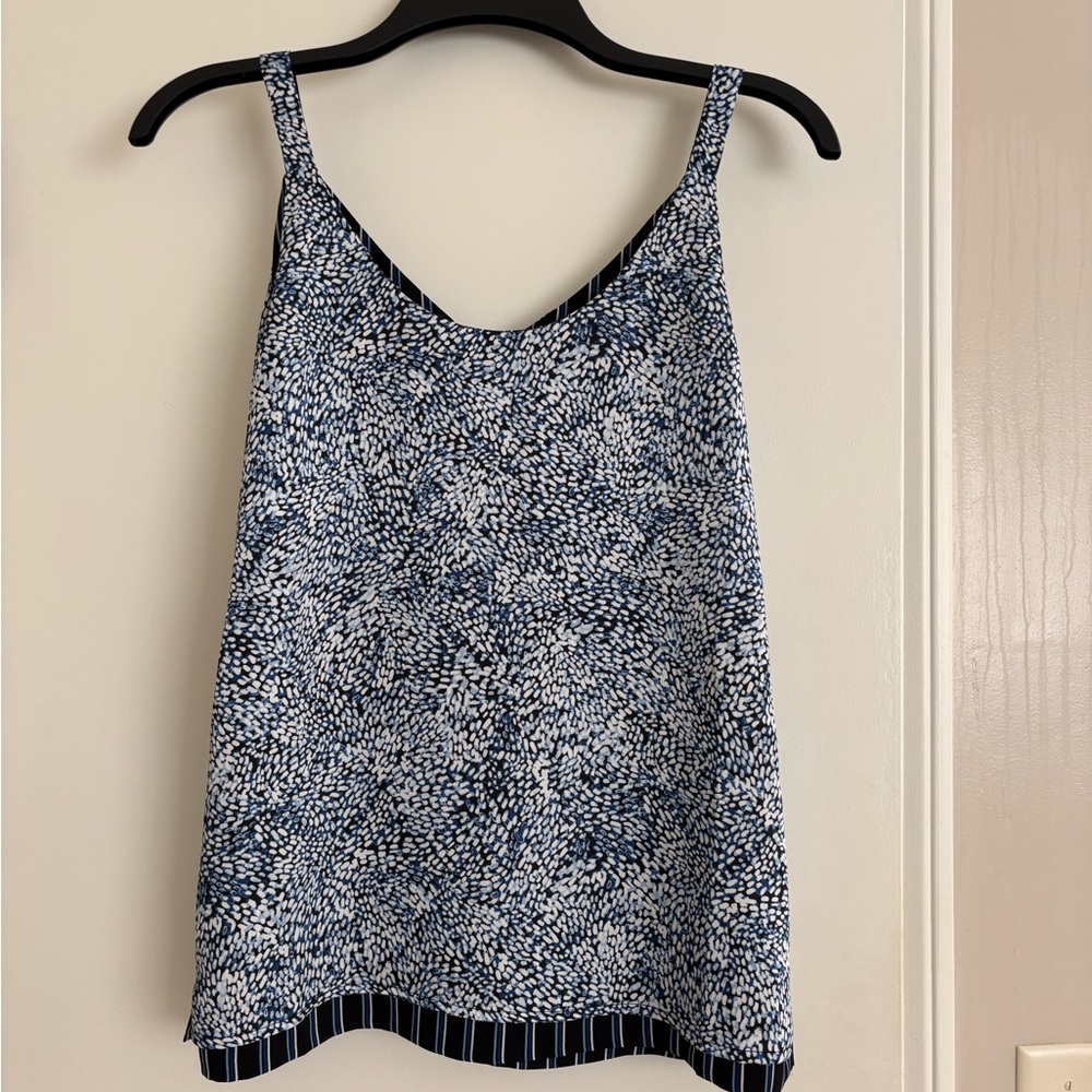 Women's Blue and White Printed Camisole Tank Top